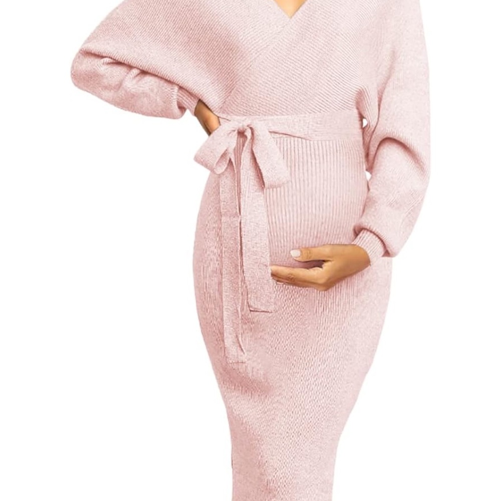 Pink Knit Maternity Dress